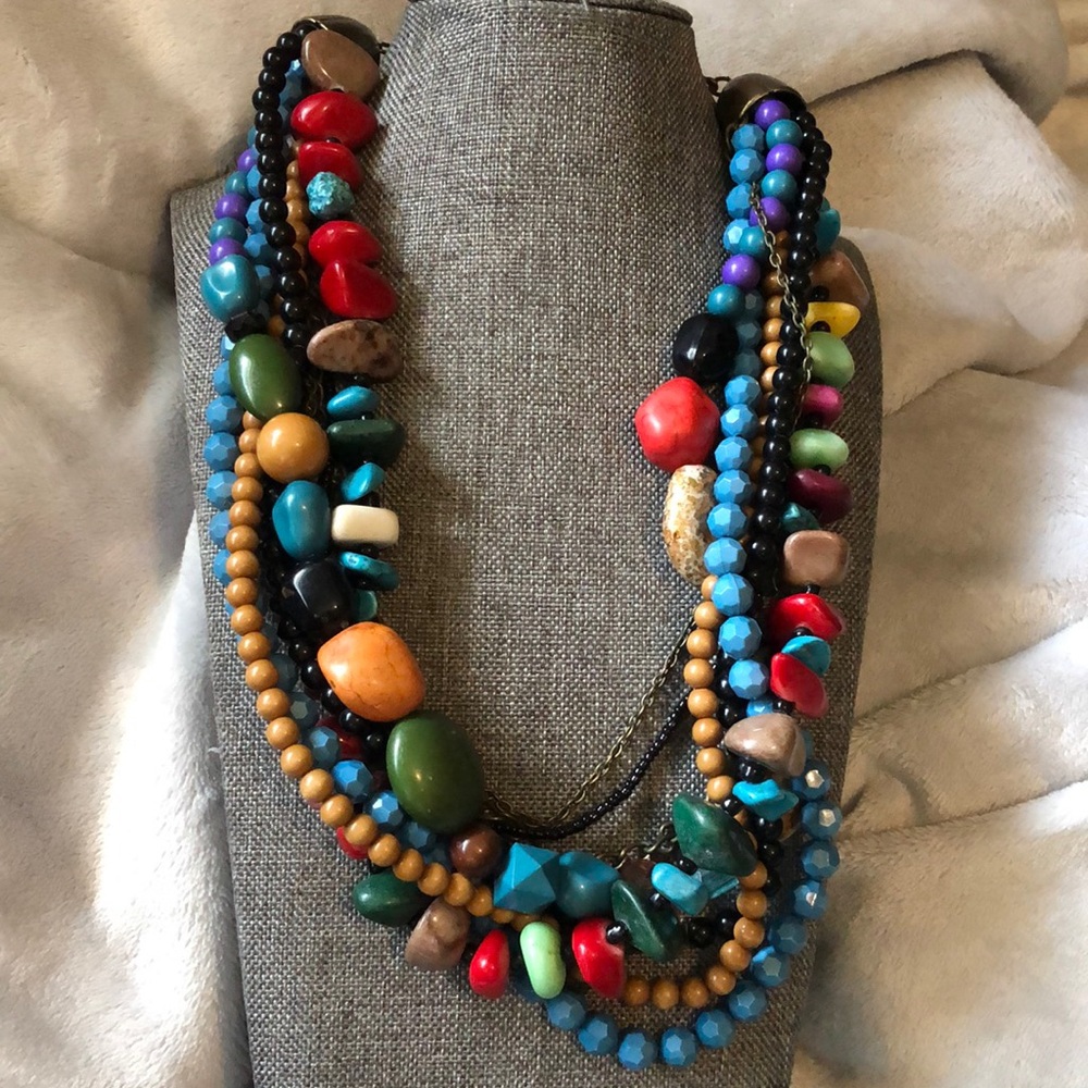 Beautiful multi strand multi stone necklace